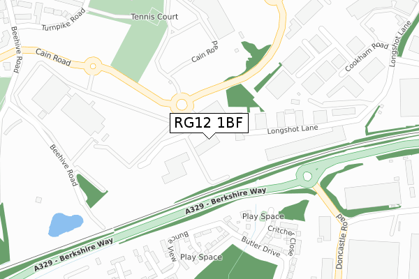 RG12 1BF map - large scale - OS Open Zoomstack (Ordnance Survey)