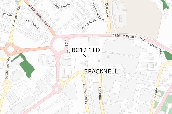 RG12 1LD map - large scale - OS Open Zoomstack (Ordnance Survey)