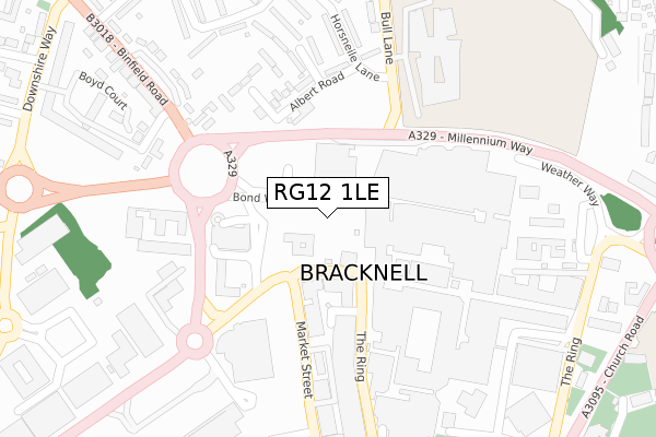 RG12 1LE map - large scale - OS Open Zoomstack (Ordnance Survey)