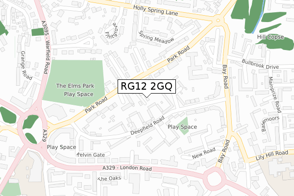 RG12 2GQ map - large scale - OS Open Zoomstack (Ordnance Survey)