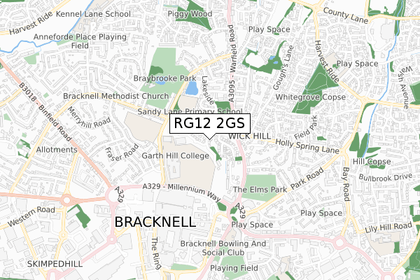 RG12 2GS map - small scale - OS Open Zoomstack (Ordnance Survey)