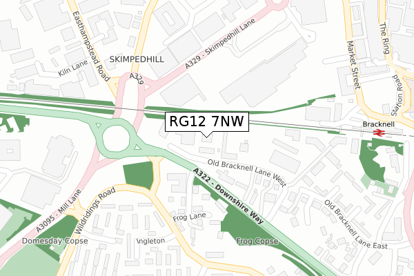 RG12 7NW map - large scale - OS Open Zoomstack (Ordnance Survey)