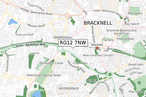 RG12 7NW map - small scale - OS Open Zoomstack (Ordnance Survey)