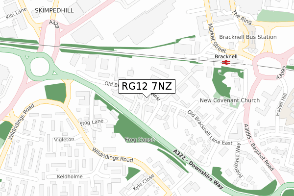 RG12 7NZ map - large scale - OS Open Zoomstack (Ordnance Survey)