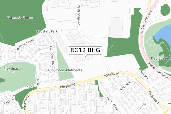 RG12 8HG map - large scale - OS Open Zoomstack (Ordnance Survey)