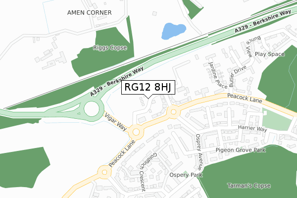 RG12 8HJ map - large scale - OS Open Zoomstack (Ordnance Survey)