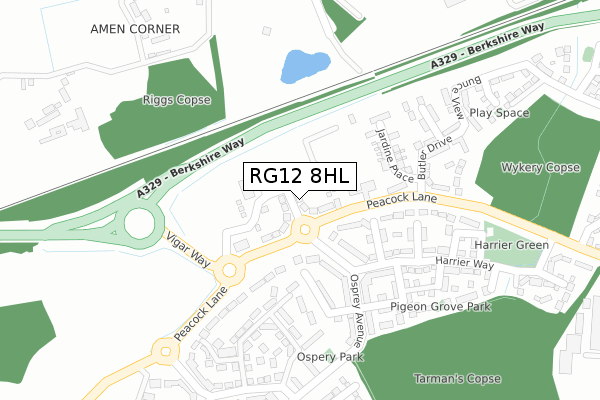 RG12 8HL map - large scale - OS Open Zoomstack (Ordnance Survey)