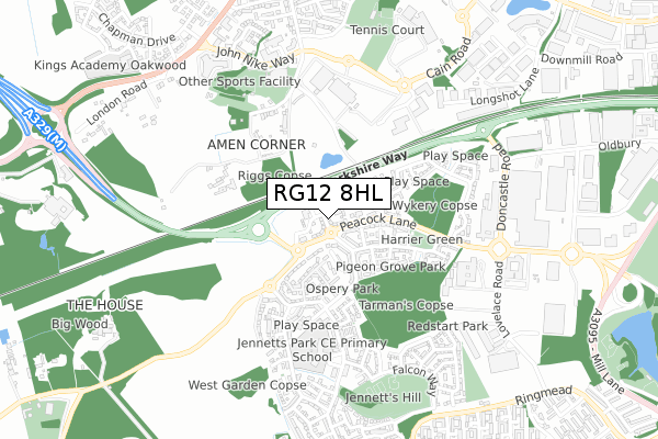 RG12 8HL map - small scale - OS Open Zoomstack (Ordnance Survey)