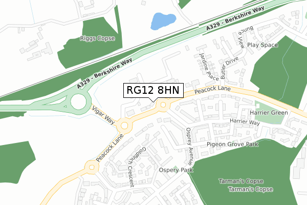 RG12 8HN map - large scale - OS Open Zoomstack (Ordnance Survey)