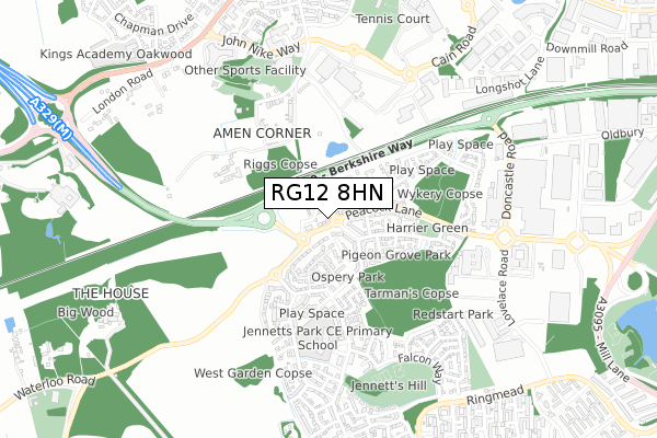 RG12 8HN map - small scale - OS Open Zoomstack (Ordnance Survey)