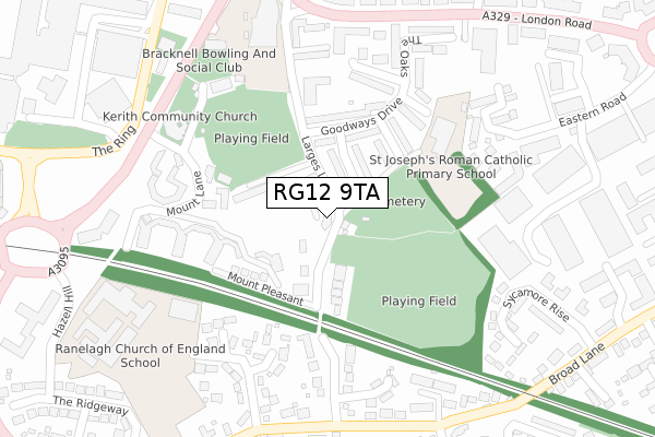 RG12 9TA map - large scale - OS Open Zoomstack (Ordnance Survey)