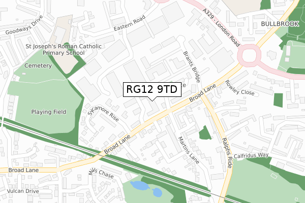 RG12 9TD map - large scale - OS Open Zoomstack (Ordnance Survey)