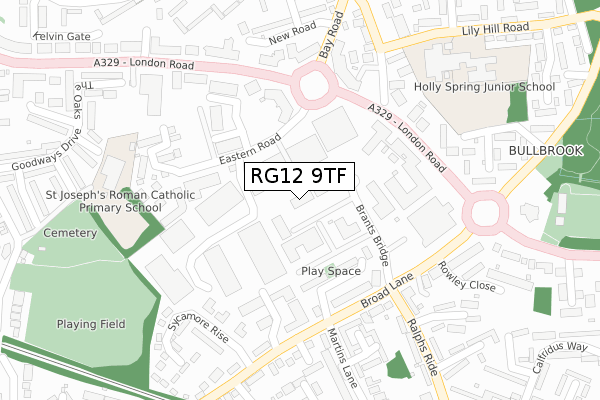 RG12 9TF map - large scale - OS Open Zoomstack (Ordnance Survey)