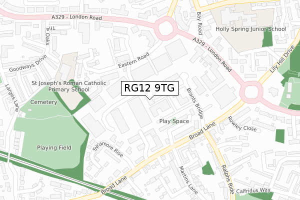 RG12 9TG map - large scale - OS Open Zoomstack (Ordnance Survey)