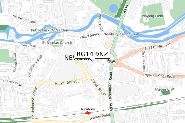 RG14 9NZ map - large scale - OS Open Zoomstack (Ordnance Survey)