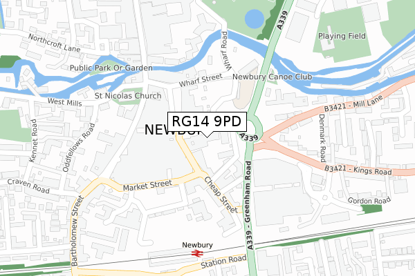 RG14 9PD map - large scale - OS Open Zoomstack (Ordnance Survey)