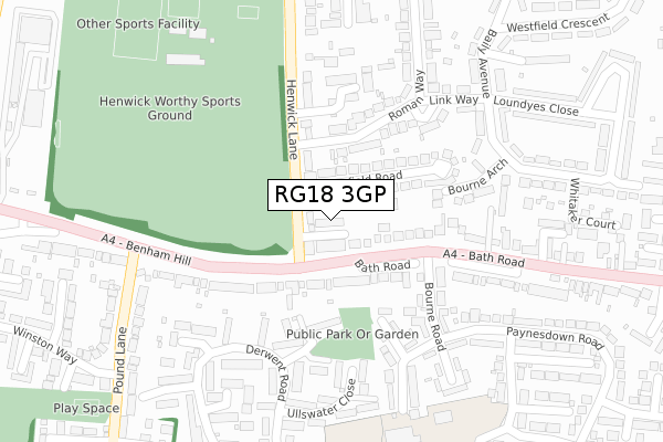 RG18 3GP map - large scale - OS Open Zoomstack (Ordnance Survey)