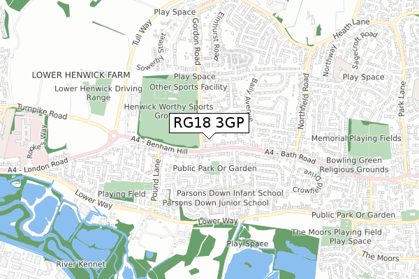 RG18 3GP map - small scale - OS Open Zoomstack (Ordnance Survey)