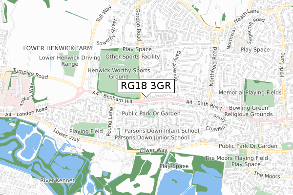 RG18 3GR map - small scale - OS Open Zoomstack (Ordnance Survey)