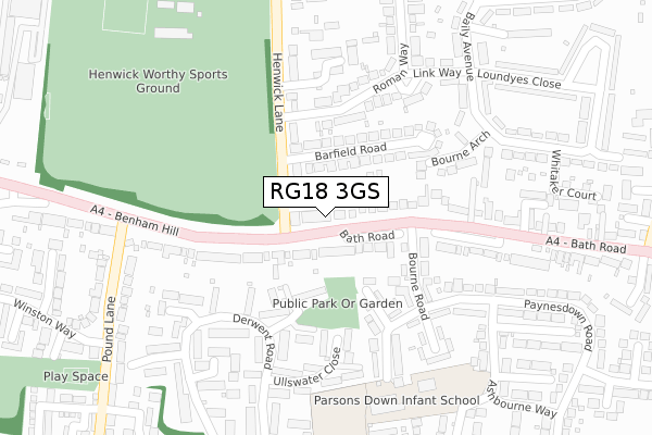 RG18 3GS map - large scale - OS Open Zoomstack (Ordnance Survey)