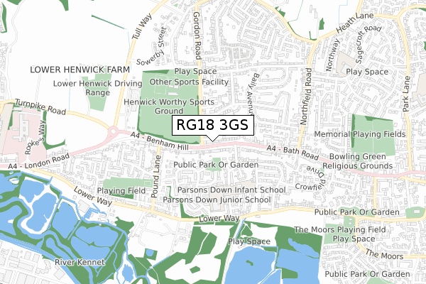 RG18 3GS map - small scale - OS Open Zoomstack (Ordnance Survey)