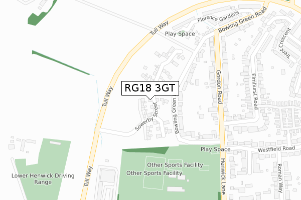 RG18 3GT map - large scale - OS Open Zoomstack (Ordnance Survey)