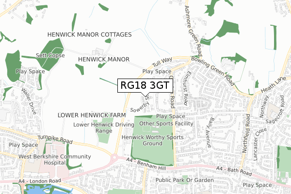 RG18 3GT map - small scale - OS Open Zoomstack (Ordnance Survey)