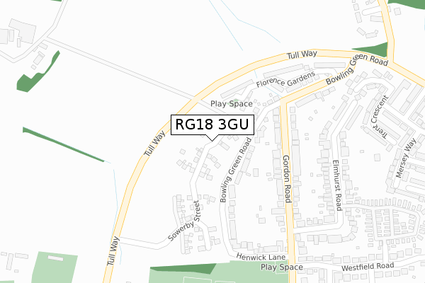 RG18 3GU map - large scale - OS Open Zoomstack (Ordnance Survey)