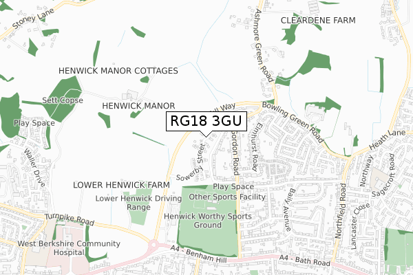 RG18 3GU map - small scale - OS Open Zoomstack (Ordnance Survey)