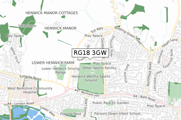 RG18 3GW map - small scale - OS Open Zoomstack (Ordnance Survey)