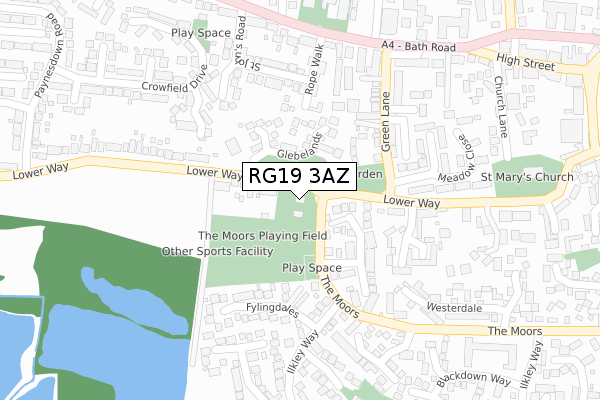 RG19 3AZ map - large scale - OS Open Zoomstack (Ordnance Survey)