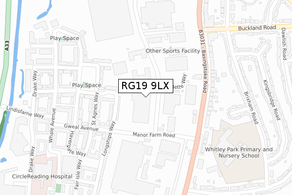 RG19 9LX map - large scale - OS Open Zoomstack (Ordnance Survey)