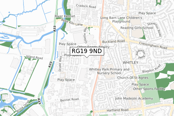 RG19 9ND map - small scale - OS Open Zoomstack (Ordnance Survey)