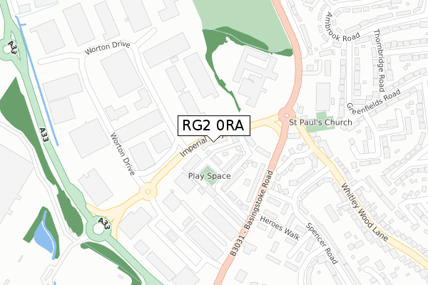 RG2 0RA map - large scale - OS Open Zoomstack (Ordnance Survey)