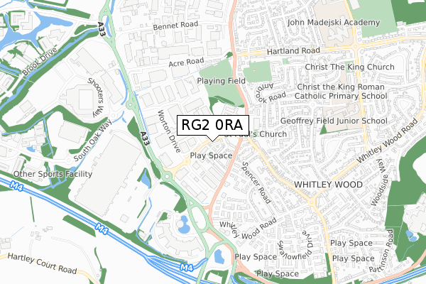 RG2 0RA map - small scale - OS Open Zoomstack (Ordnance Survey)