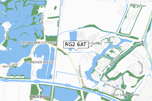 RG2 6AT map - small scale - OS Open Zoomstack (Ordnance Survey)