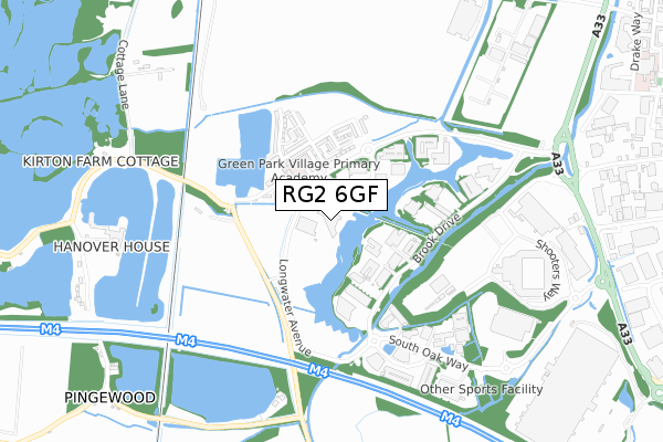 RG2 6GF map - small scale - OS Open Zoomstack (Ordnance Survey)