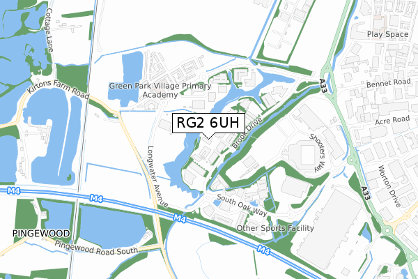 RG2 6UH map - small scale - OS Open Zoomstack (Ordnance Survey)