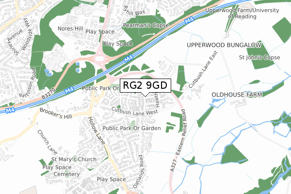 RG2 9GD map - small scale - OS Open Zoomstack (Ordnance Survey)