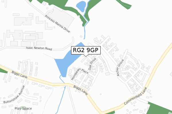 RG2 9GP map - large scale - OS Open Zoomstack (Ordnance Survey)