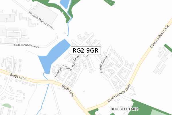 RG2 9GR map - large scale - OS Open Zoomstack (Ordnance Survey)