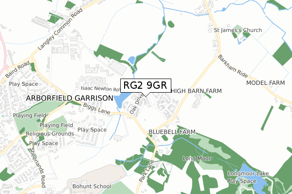 RG2 9GR map - small scale - OS Open Zoomstack (Ordnance Survey)