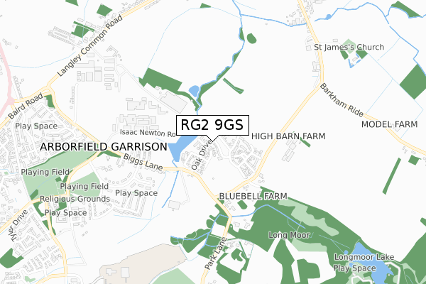 RG2 9GS map - small scale - OS Open Zoomstack (Ordnance Survey)