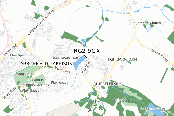 RG2 9GX map - small scale - OS Open Zoomstack (Ordnance Survey)