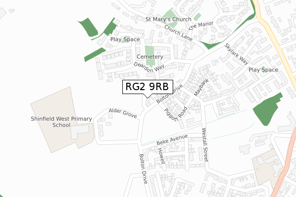 RG2 9RB map - large scale - OS Open Zoomstack (Ordnance Survey)