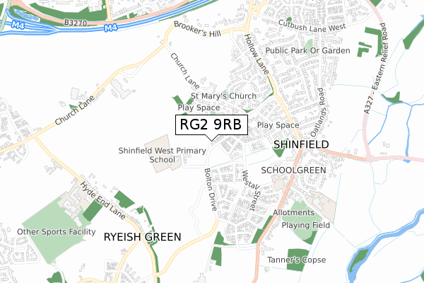 RG2 9RB map - small scale - OS Open Zoomstack (Ordnance Survey)