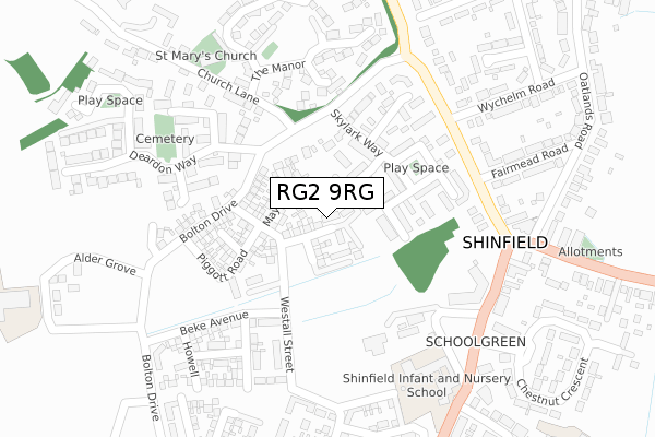 RG2 9RG map - large scale - OS Open Zoomstack (Ordnance Survey)