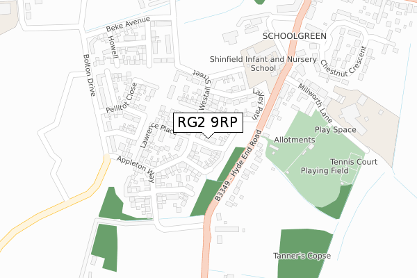 RG2 9RP map - large scale - OS Open Zoomstack (Ordnance Survey)