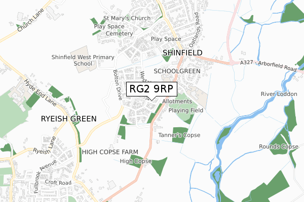 RG2 9RP map - small scale - OS Open Zoomstack (Ordnance Survey)