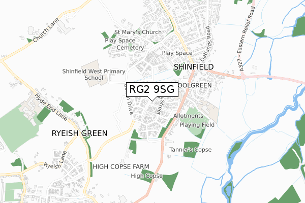 RG2 9SG map - small scale - OS Open Zoomstack (Ordnance Survey)